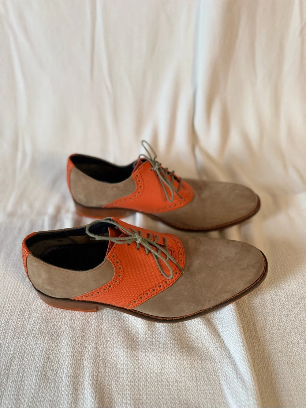 Cole Haan Two-Tone Suede & Leather Oxford - Orange and Taupe